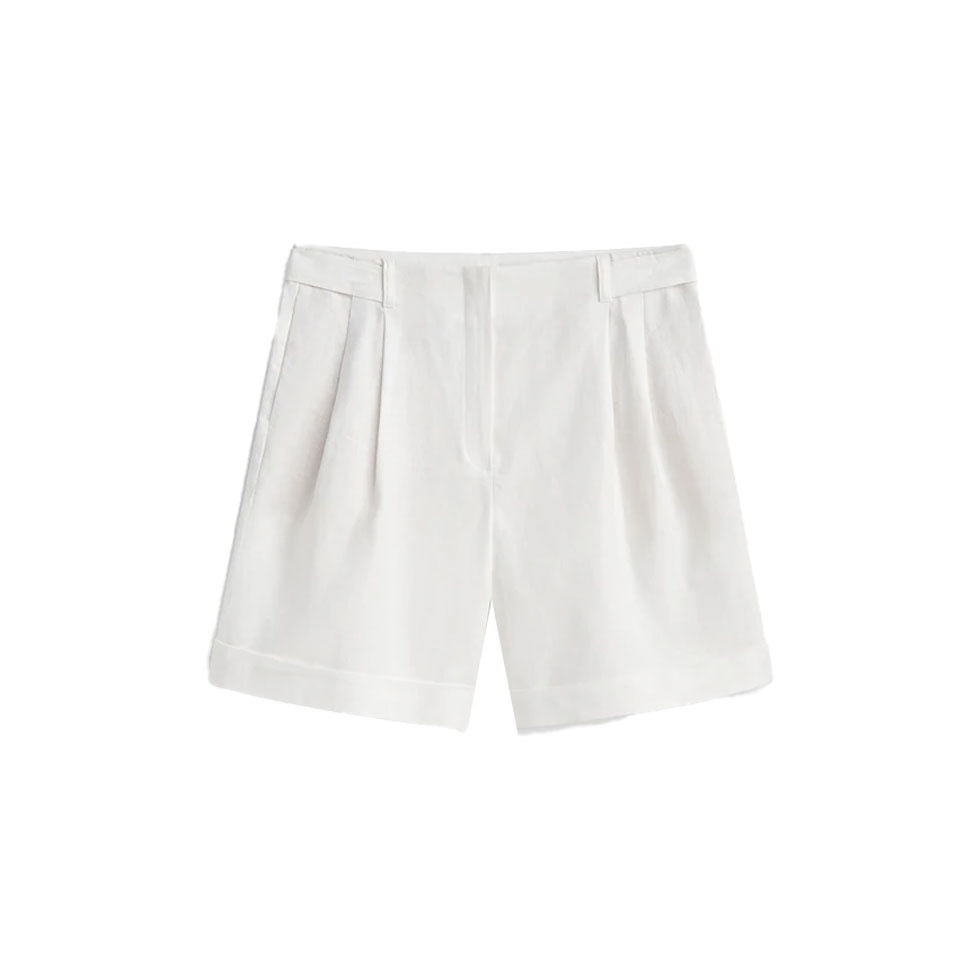 Λευκή λινή βερμούδα